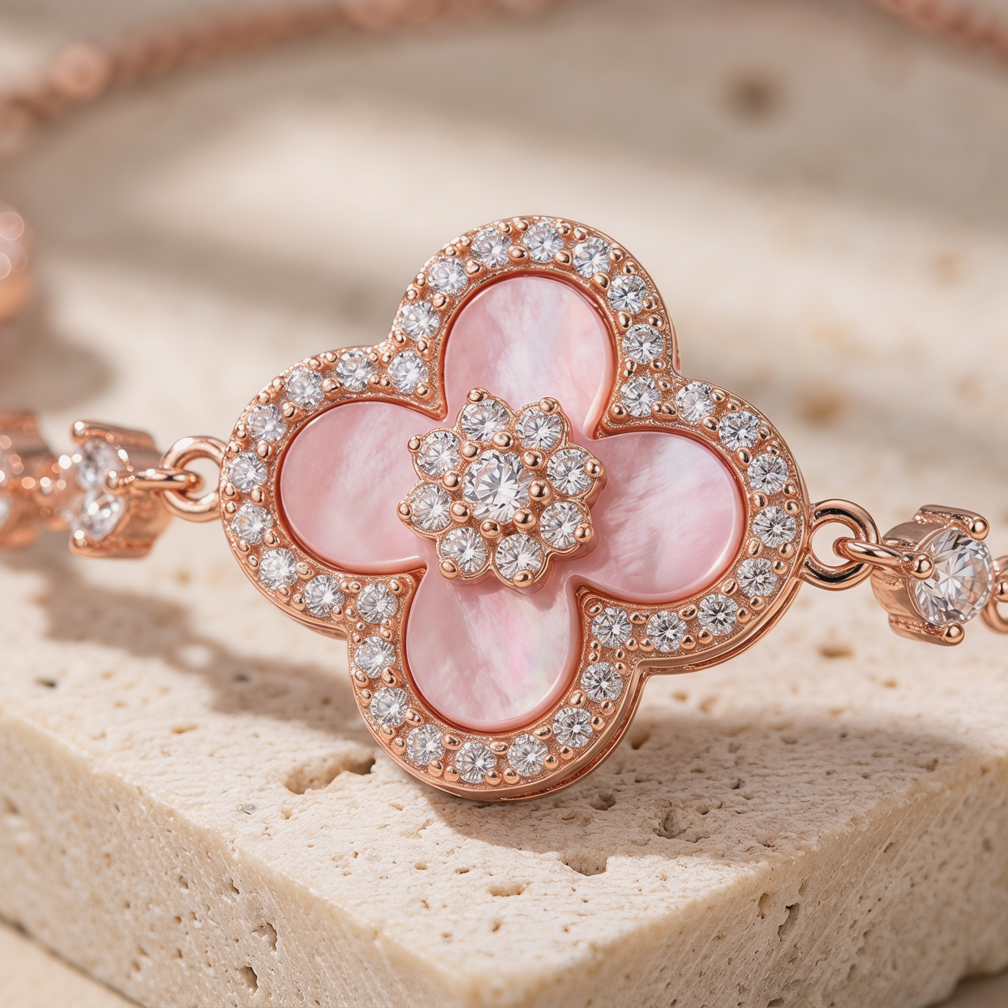 Signature Soft Pink Clover Bracelet