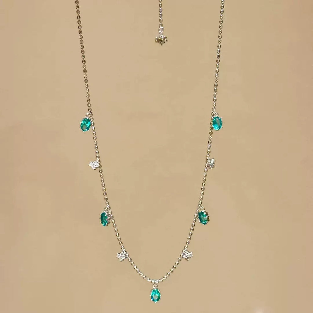 Paraiba Lake Blue Tassel Necklace