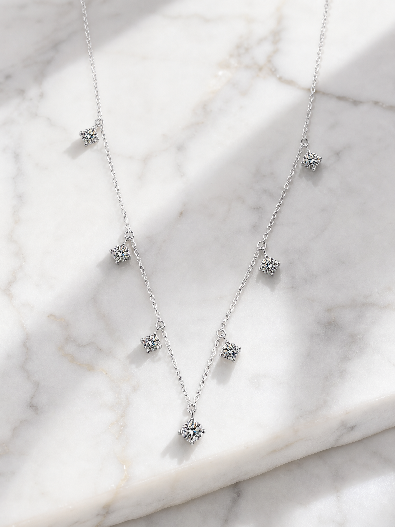Floating S925 Silver Moissanite Necklace